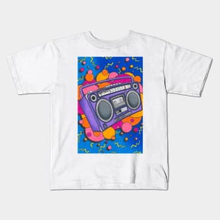 80s Boom Box Pattern Kids T-Shirt